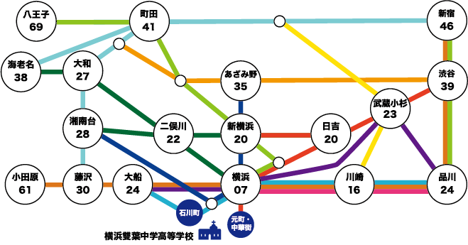 横浜雙葉までの地図